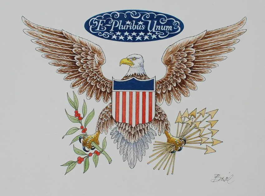 Basil Smith, Eagle and Shield, Mixed Media on Hot Press Illustration Board
