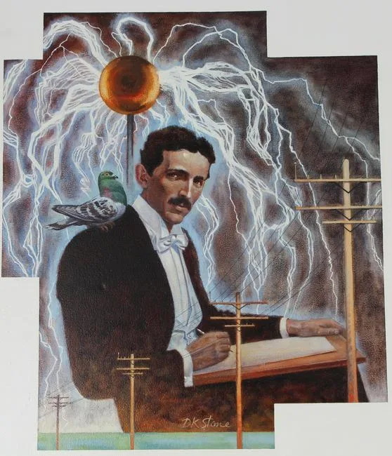Nikola Tesla by David K. Stone, Oil on Masonite, sold Jun 2021