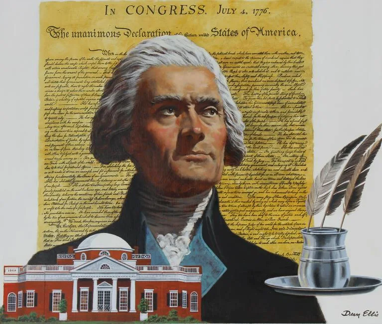 Thomas Jefferson by Dean Ellis, Oil on Masonite, sold Jun 2021