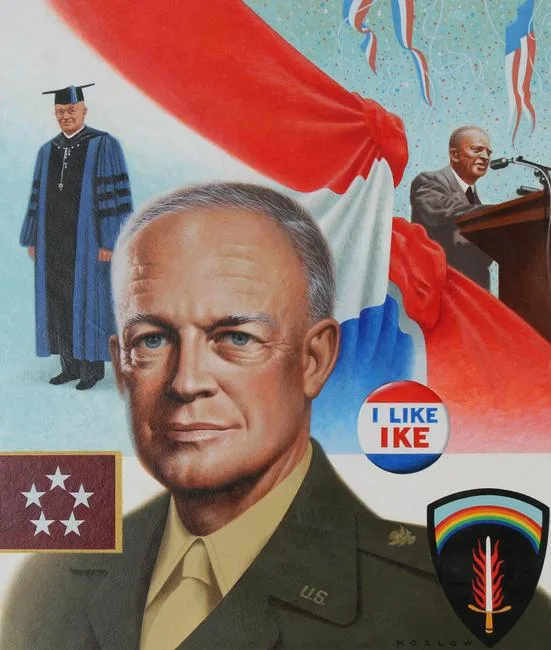 Dwight Eisenhower by Howard Koslow, oil on Illustration Board, sold Jun 2021