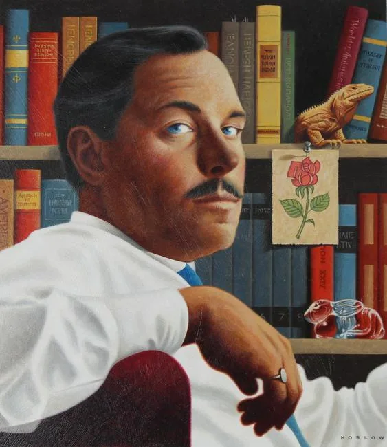 Tennessee Williams by Howard Koslow, oil on Cold Press Illustration Board, sold Jun 2021