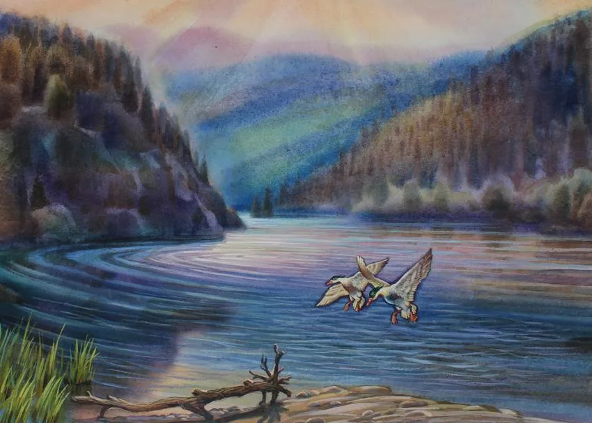 Crested Shelduck by Ivan Kozlov, Watercolor on Paper, sold Jun 2021