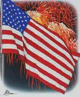 U.S. Flag with Fireworks, Helmuth Stone Gallery 2021
