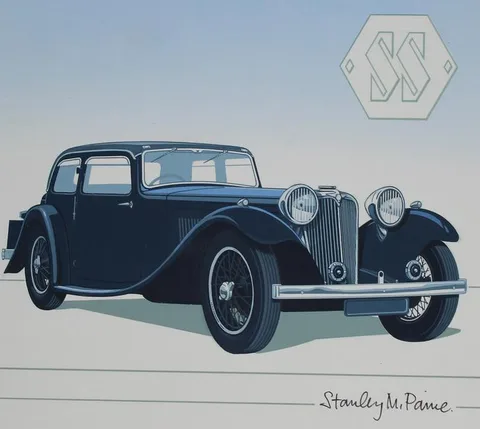 Stanley Paine, Jaguar SS1/British Motor Cars, Oil on Illustration Board