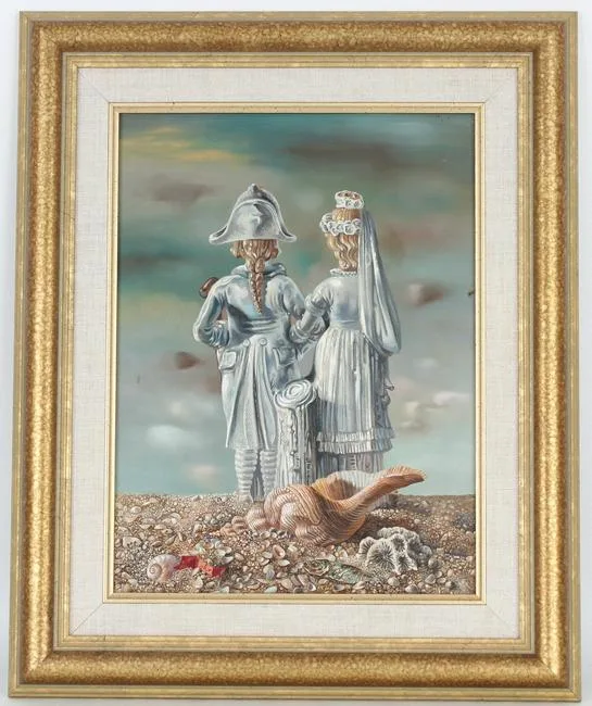 Untitled by Aaron Bohrod, Oil on Board, sold Aug 2021