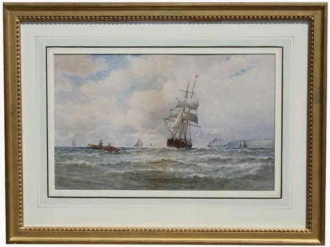 Fishing Near the Harbor by George Stanfield Walters, Watercolor, sold Aug 2021
