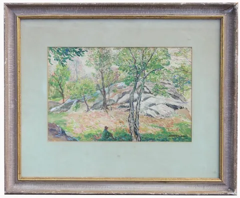Samuel Cahan, Central Park, NY, Watercolor