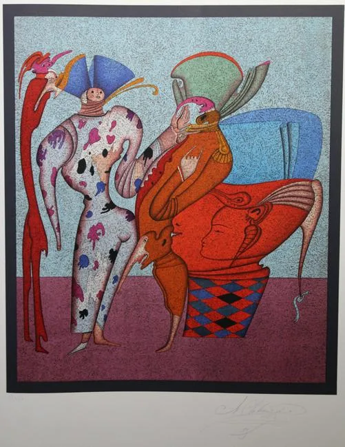 Untitled VII by Mihail Chemiakin, Color Lithograph, sold Aug 2021