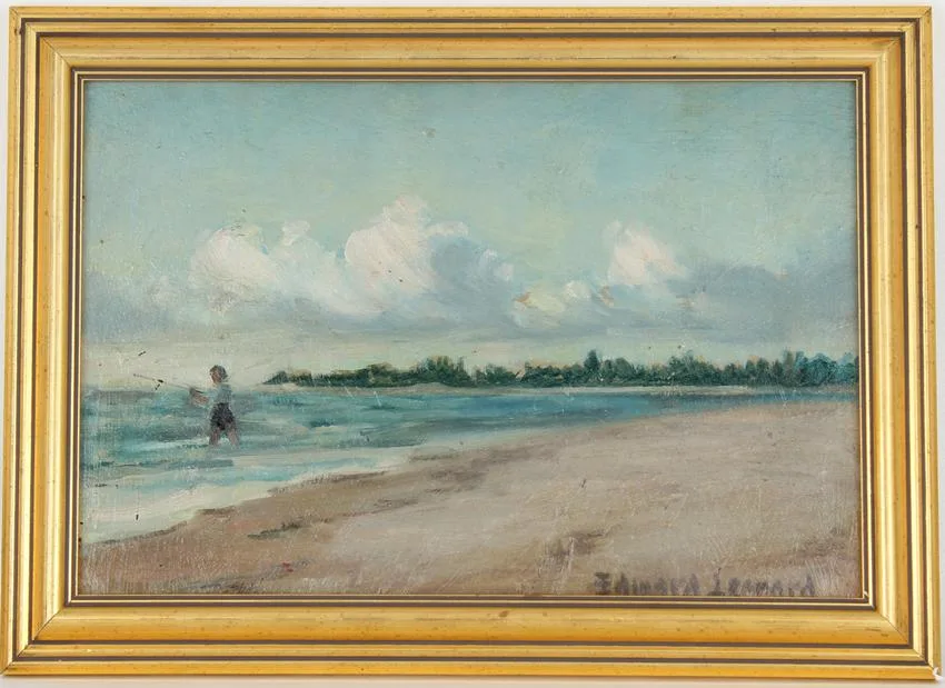 Untitled by Edward Leonard, Oil on board, sold Aug 2021