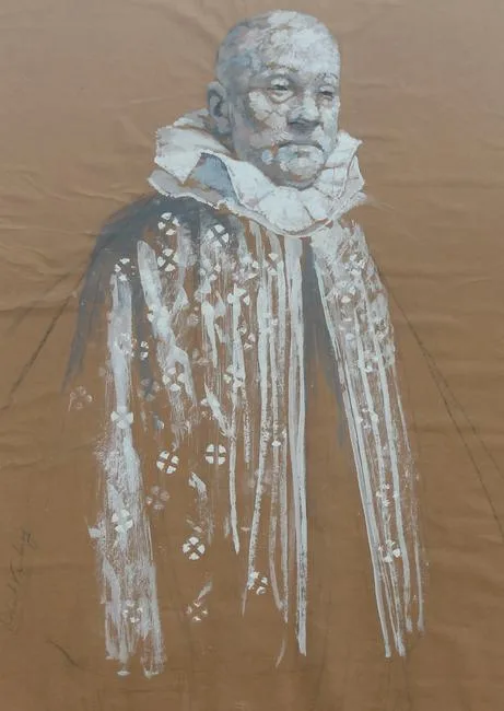 Robert Vickrey, Clown, tempera on paper