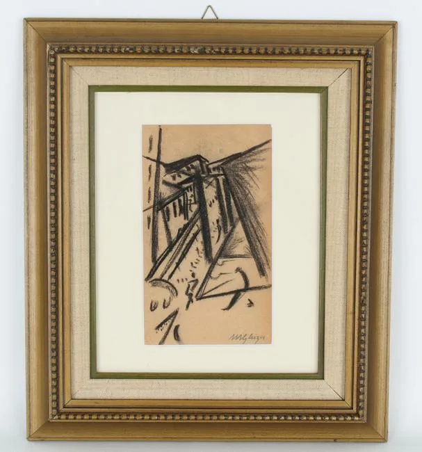 Untitled by Albert Gleizes, Charcoal on Brown Paper, sold Aug 2021