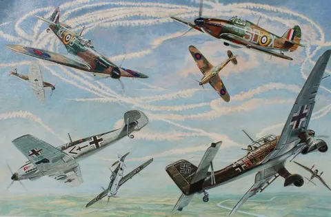 Battle of Britain by Brian Sanders, Oil on Canvas, sold Aug 2021