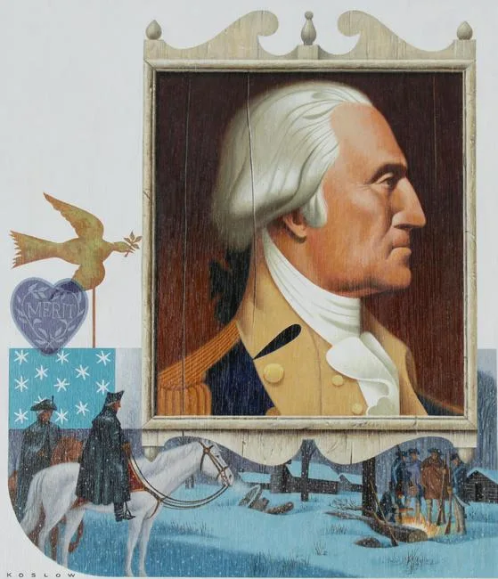George Washington by Howard Koslow, oil on Wood, sold Aug 2021