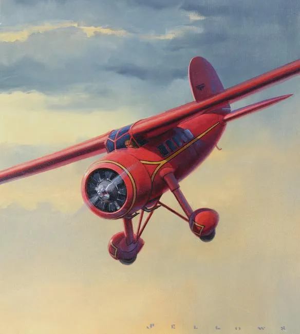 Lockheed Vega Airplane by Jack Fellows, Oil on Masonite, offered Aug 2021