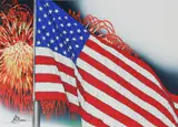 U.S. Flag with Fireworks, Helmuth Stone Gallery 2021