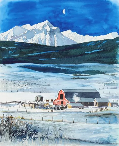 Jim Butcher, Alberta Farming, Mixed Media/Watercolor on Illustration Board