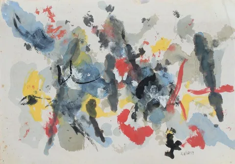 Untitled by John von Wicht, 1959, Oil/Watercolor/Mixed media on Japan paper, sold Sep 2021
