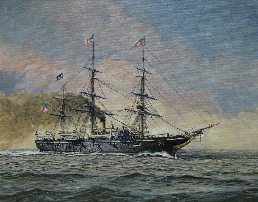USS Hartford by Brian Sanders, Oil on Canvas Board, sold Sep 2021