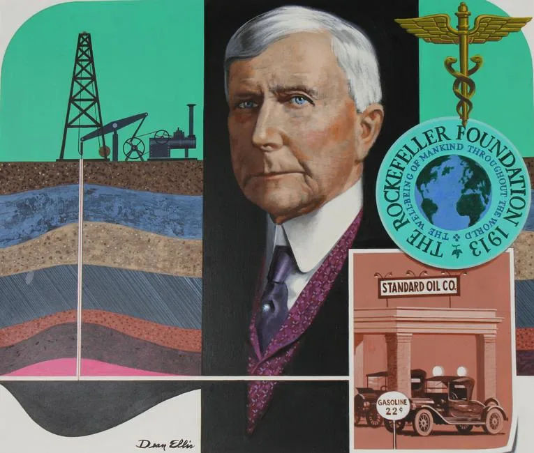 John D. Rockefeller by Dean Ellis, Oil on Masonite, sold Sep 2021