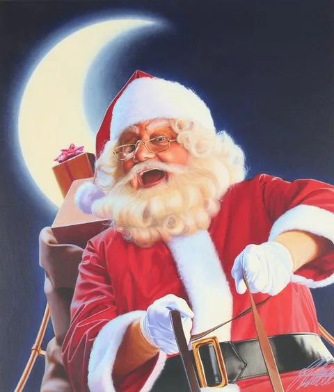 Ed Little, Santa Claus, Oil on CanvasBoard