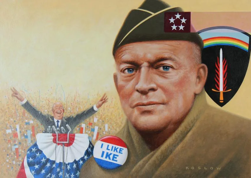 Howard Koslow, Dwight Eisenhower, oil on Illustration Board
