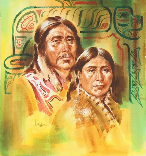 Lyle Tayson, Bella Coola Tribe, Watercolor on Paper