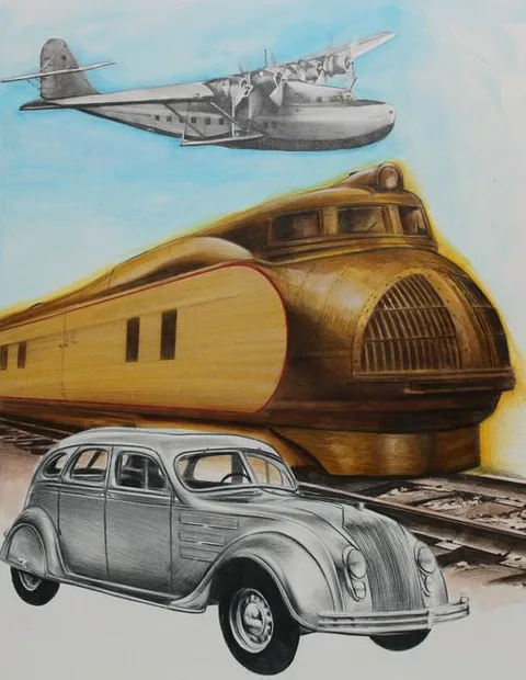 1930s - Streamlined Design by Paul Calle, Mixed Media on Illustration Board, sold Nov 2021
