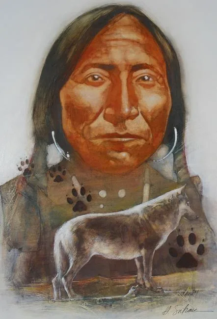 Hodges Soileau, Lone Wolf, Mixed Media on Canvas