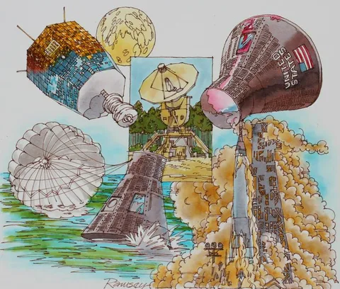 Bill Ramsey, Space, Water Color on Cold Press Illustration Board