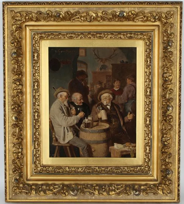 Bar by Eduard von Grützner, Oil on Panel, sold Jan 2022