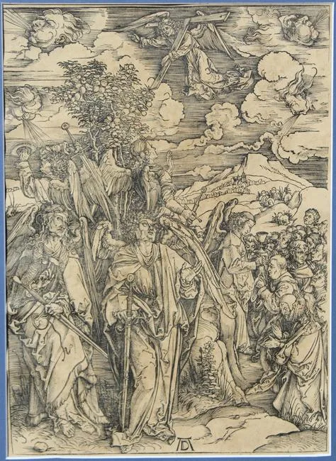 Four Angels... by Albrecht Durer, Woodcut on laid paper, sold Jan 2022