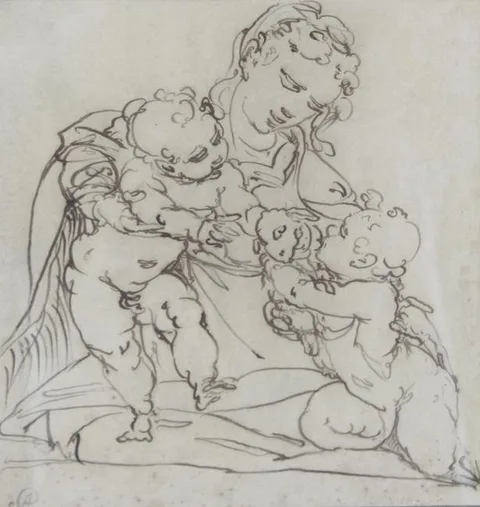 Holy Family by Luca Cambiaso, Pen and ink, sold Jan 2022