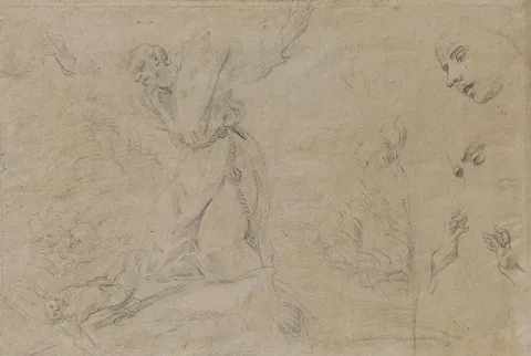 Untitled by Francesco Trevisani, chalk on grey paper, offered Jan 2022
