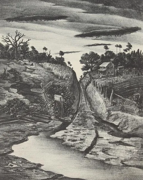 Buell Whitehead, Alabama Road, Lithograph