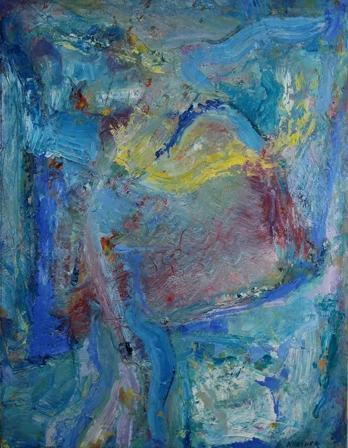 Blue Riff by Thomas Koether, Oil on Paper, sold Jan 2022