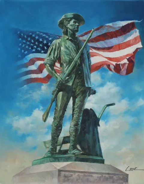 Dennis Lyall, 50th Anniversary of Savings Bond - Flag, Oil on Canvasboard