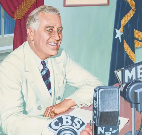Edward Vebell, F.D. Roosevelt Fireside Chat, Acrylic on Hot Press Illustration Board