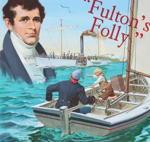 Edward Vebell, Fulton's Clermont Steamboat, Acrylic on Cold Press Illustration Board