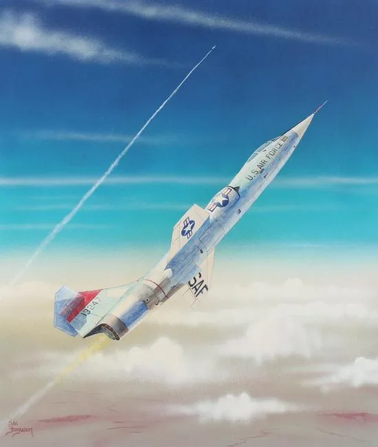 F-104 Starfighter by Steve Ferguson, oil on Cold Press Illustration Board, sold Jan 2022