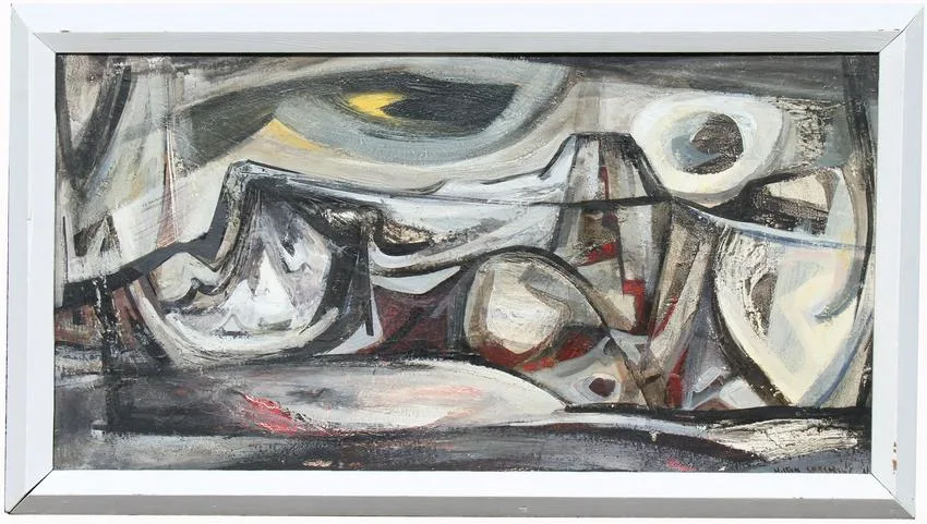 Mountain Bones by Exhibited Hilton Leech, Oil on Masonite, sold Feb 2022