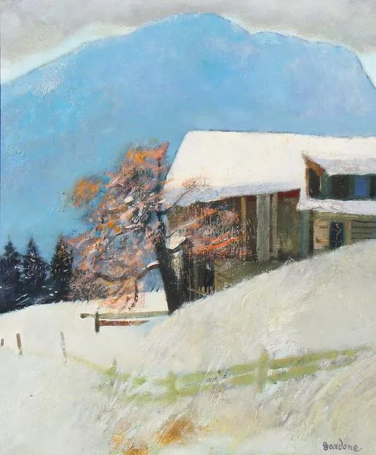 Le Chaley Suisse by Guy Bardone, Oil on Canvas, sold Feb 2022