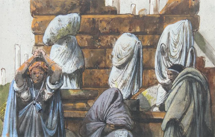 Figures Greece by Eugene Berman, Watercolor, sold Feb 2022