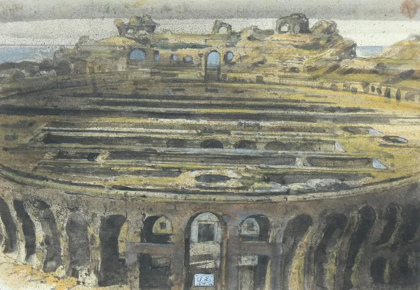 Phlegrean Amphitheatre by Eugene Berman, Watercolor, offered Feb 2022