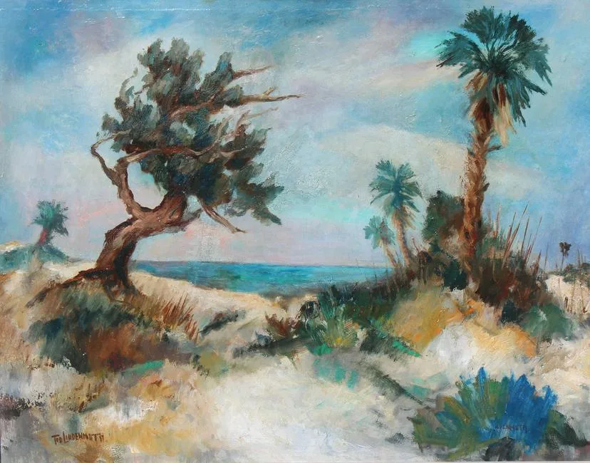 The Outer Shore by Tod Lindenmuth, Oil on Masonite, offered Feb 2022