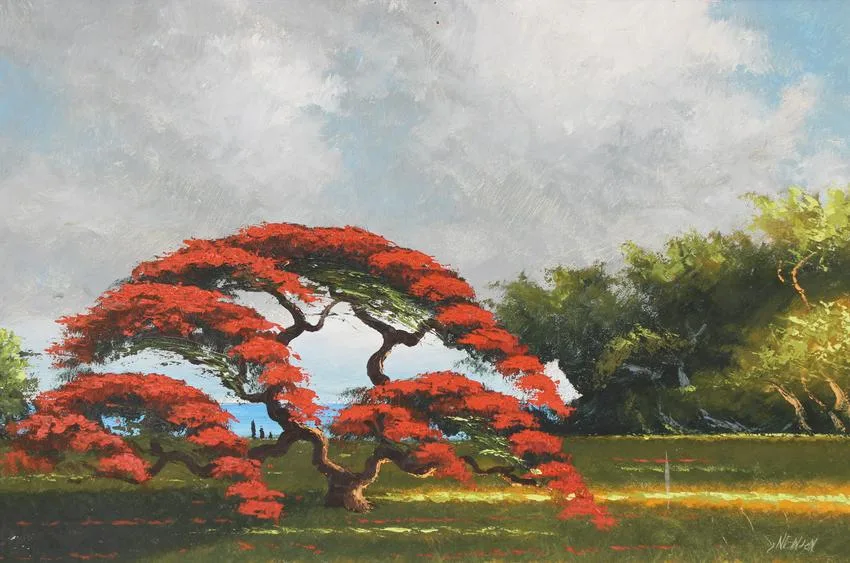 Untitled by Samuel Newton, Oil on Upson Board, sold Feb 2022