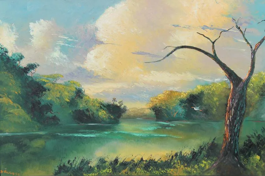 Untitled by Hezekiah Baker, Oil on upson board, sold Feb 2022