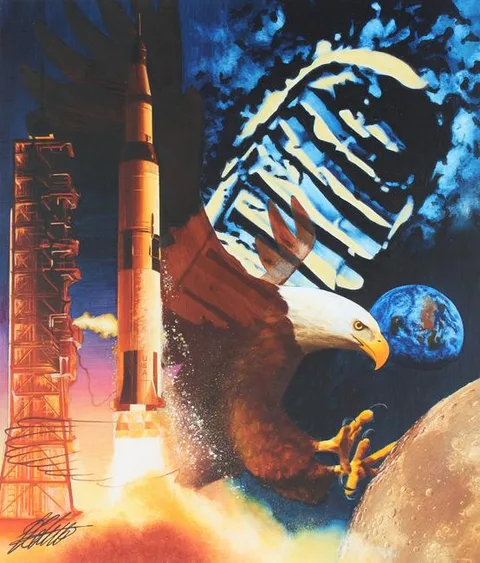 Ed Little, 20th Anniversary of First Men on the Moon, oil on Illustration Board