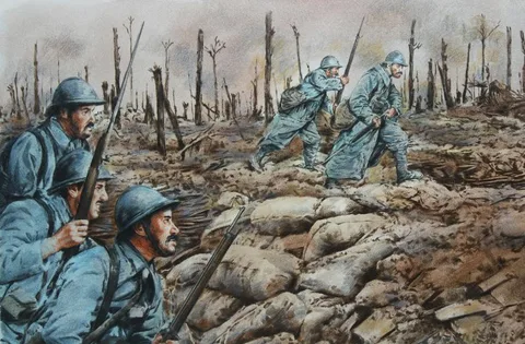 Paul Calle, Battle of Verdun Defines the Savagery of War, watercolor/Mixed Media on Illustration Board