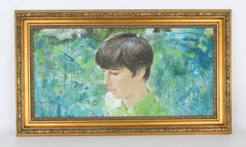 Thornton Utz, Young Boy, Mixed Media on Masonite