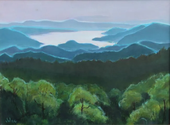 Julee Docking, Lake Jocassee, Acrylic on Canvas Board